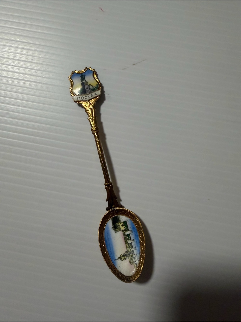 Vintage Moscow Russia Souvenir Spoon МОСКВА Soviet USSRS Enamel Collectible